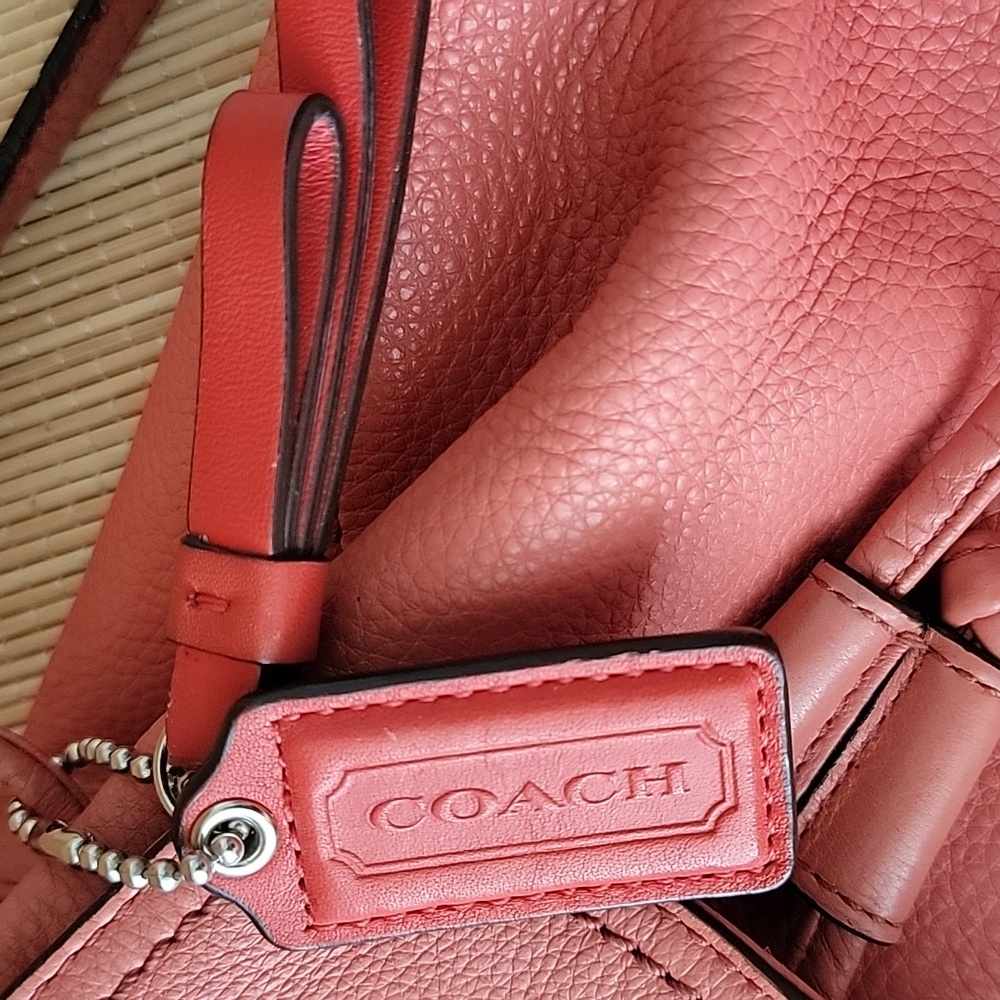 Coach Park Coral Pebbled Leather Turnlock Drawstring Closure Backpack - Picture 12 of 15
